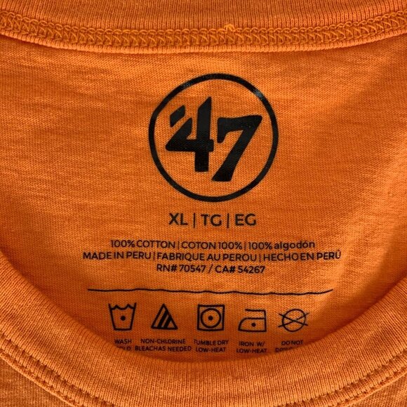 Baltimore Orioles MLB Orange 47 Brand Short Sleeve Crewneck Shirt Mens XL READ - Picture 4 of 5